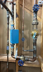 Main water line shutoff valves and pressure regulator — second angle